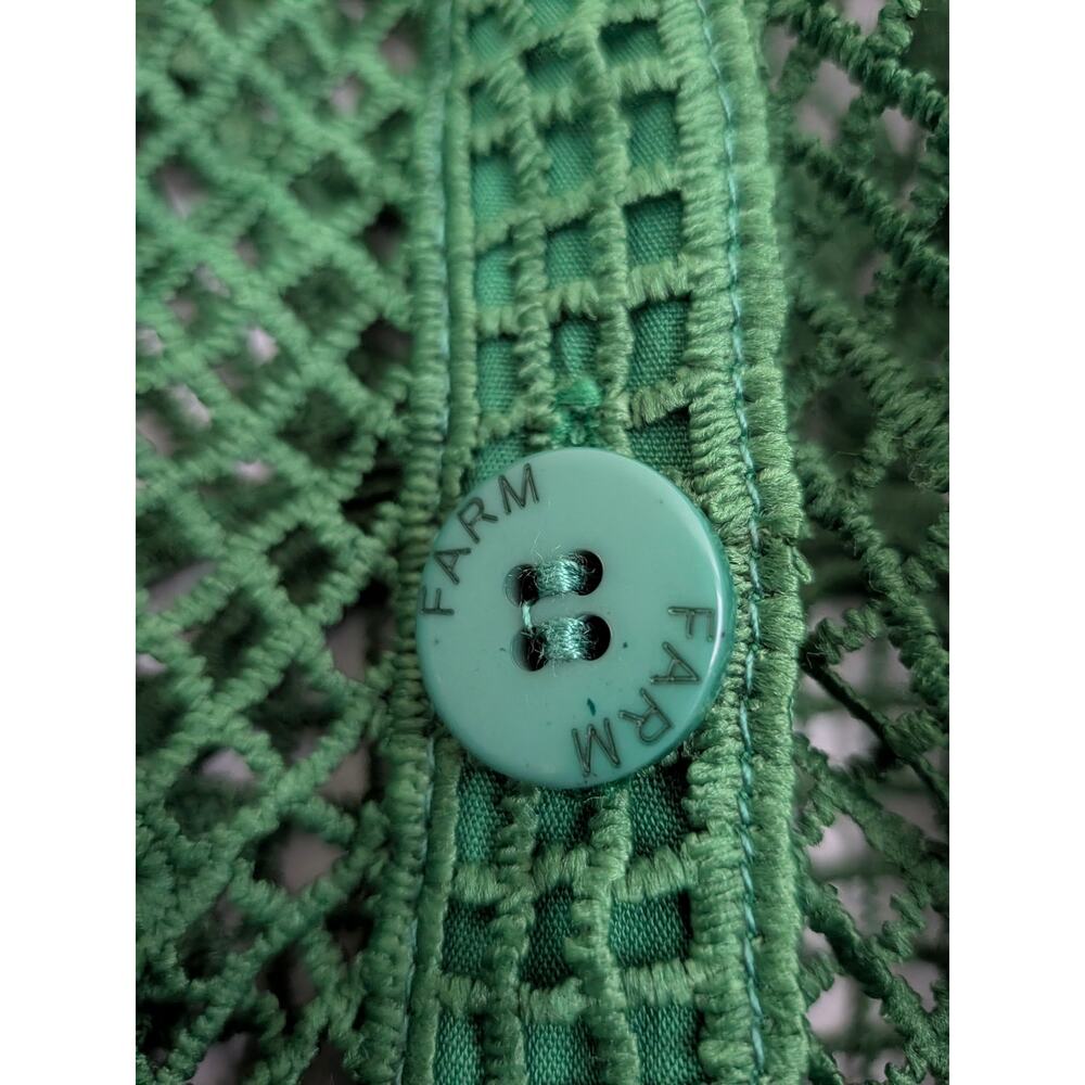 Farm Rio Green Landscape Guipure Lace Button Up Shirt Blouse Size XL EUC No Slip - Picture 5 of 6